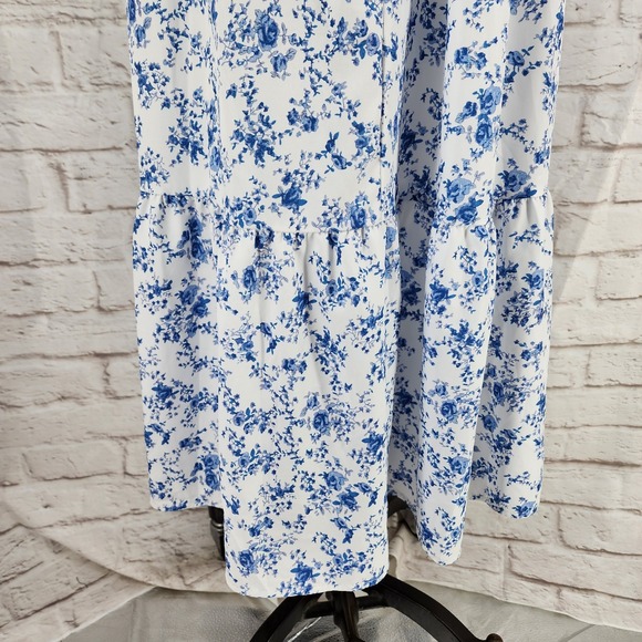 Coquette Milkmaid Dress Maxi Cottage French Floral Tiered Dainty Romantic Medium - Picture 8 of 8